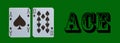 Croupier player holding card ace of spades