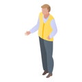 Croupier yellow vest icon, isometric style