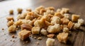 Croutons on Wooden Surface Royalty Free Stock Photo