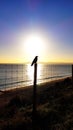 Crow Beach Sunset Fence Beautiful Royalty Free Stock Photo