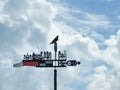 Crow bird on weather vane Royalty Free Stock Photo