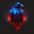 crow birds is in blue flamed. Ai generated