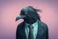 a crow in a business suit created with Generative AI technology