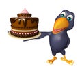 Crow cartoon character with cake