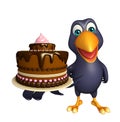 Crow cartoon character with cake