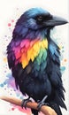 Crow Colorful Watercolor Animal Artwork Digital Graphic Design Poster Gift Card Template