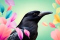 CROW IN COLORFUL WINGS GENERATED BY AI TOOL