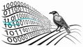 Crow on Digital Data Stream Vector Illustration, vector design Generative AI Royalty Free Stock Photo