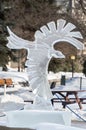 Crow eagle ice sculpture at Ottawa`s Winterlude