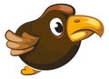 Crow flying. Cartoon character with big eyes and beak