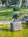 Crow fountain of Dogancilar Park. Istanbul, Turkey.