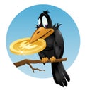 Crow holding euro coin