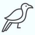 Crow line icon. Scary dark corvus bird. Halloween vector design concept, outline style pictogram on white background