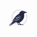 Crow Logo Vector Illustration In Dark Navy Style