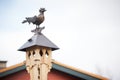 crow perched atop a weather vane on manor Royalty Free Stock Photo