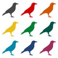 Crow Raven vector silhouette icons set Royalty Free Stock Photo