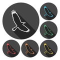 Crow Raven vector silhouette icons set with long shadow Royalty Free Stock Photo