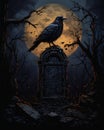 The Crow on the Tombstone Royalty Free Stock Photo