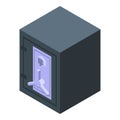 Crowbar safe box icon isometric vector. Thief tool