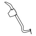 Crowbar tool in hand remove nail holder pulls contour outline icon black color vector illustration flat style image