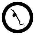 Crowbar tool in hand remove nail holder pulls icon in circle round black color vector illustration image solid outline style