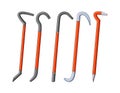 Crowbars, Isolated Vector Sturdy Hand Tools With A Flat, Prying End And A Curved, Forked End. They Used For Leverage