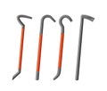 Crowbars or Nail Pullers, Isolated Vector Hand Tools Made Of Steel, Designed For Prying, Lifting, Moving Heavy Objects