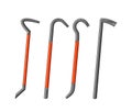Crowbars or Nail Pullers, Isolated Vector Hand Tools Made Of Steel, Designed For Prying, Lifting, Moving Heavy Objects Royalty Free Stock Photo