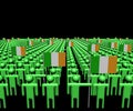 Crowd of abstract people with many Irish flags illustration