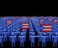 Crowd of abstract people with many Puerto Rican flags illustration