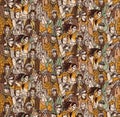 Crowd active young casual people seamless pattern