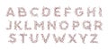 Crowd alphabet. Group of people form capital letters. Concentrated throngs. Text symbols composed of isolated elements