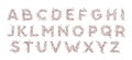 Crowd alphabet. Group of people form capital letters. Concentrated throngs. Text symbols composed of isolated elements. Font for