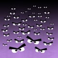 Crowd of angry eyes on dark background