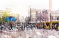 Crowd of anonymous people walking on busy city street - abstract cityscape Royalty Free Stock Photo