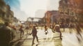 Crowd of anonymous people walking on busy city street Royalty Free Stock Photo