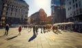 Crowd of anonymous people walking on busy city street Royalty Free Stock Photo