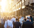 Crowd of anonymous people walking down the busy sidewalk on 23rd Street in Manhattan, New York City Royalty Free Stock Photo