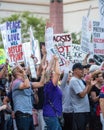 Crowd of Anti-Trump Protesters With Anti-Hate Signs