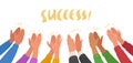 Crowd applause and congratulations on success. Hands clapping. Business teamwork cheering and ovation vector Royalty Free Stock Photo