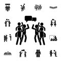 Crowd arguing flat vector icon in People talk pack