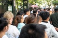 Crowd of Asian people walking on the busy city street