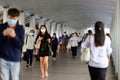 Crowd of asian people wearing face protection from infection of corona virus or Covid -19 outbreak