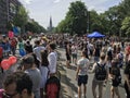 Crowd attending the Carnival of Cultures Parade Karneval der Kulturen Umzug - a multicultural music festival in Kreuzberg, Royalty Free Stock Photo