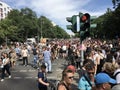 Crowd attending the Carnival of Cultures Parade Karneval der Kulturen Umzug - a multicultural music festival in Kreuzberg, Royalty Free Stock Photo