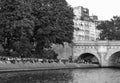 Crowd on Banks of River Seine Paris Royalty Free Stock Photo