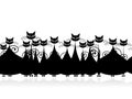 Crowd of black cats, seamless pattern for your