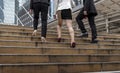 Crowd business people walking go to work in modern city life to working office. Crowd worker group of people busy life with Royalty Free Stock Photo