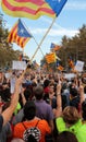 Demonstrators for freedom and against political prisoners in barcelona vertical Royalty Free Stock Photo