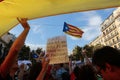 Demonstration for freedom and against political prisoners in barcelona vertical Royalty Free Stock Photo